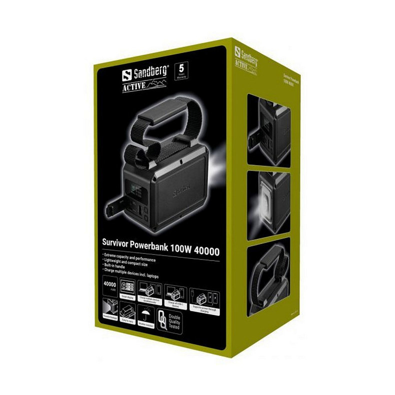 Универсальная мобильная батарея Sandberg Survivor 40000mAh, 100W черный