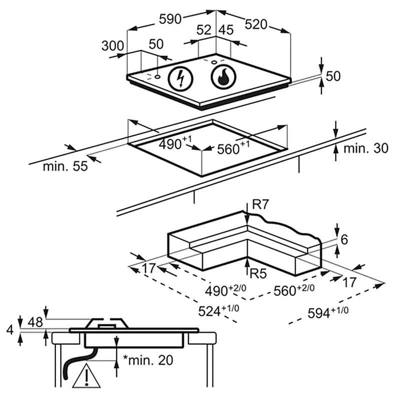 Варочная поверхность комбинированная Electrolux KDI641723K