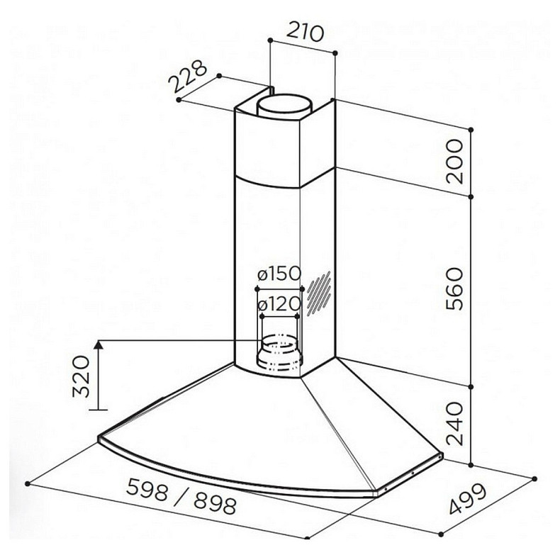 Вытяжка Faber купольная, 60см, 668м3ч, Tender X A60, нерж