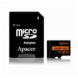 Карта пам'яті MicroSDXC 64GB UHS-I/U3 Class 10 Apacer (AP64GMCSX10U8-R) + SD адаптер