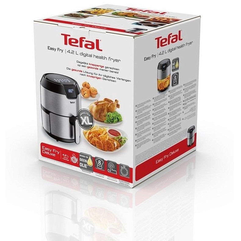 Мультипечь Tefal Easy Fry Deluxe, 1500Вт, чаша-4.2л, сенсорное управл., от 80°C до 200°C нержавеющая ст.