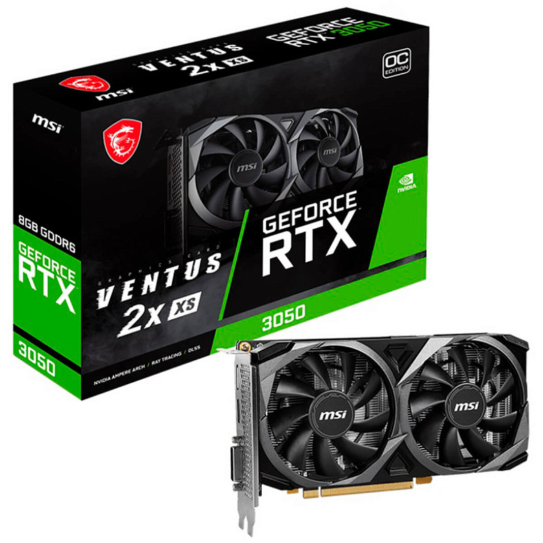 Видеокарта  GeForce RTX 3050 8GB GDDR6 Ventus 2X XS OC MSI (GeForce RTX 3050 VENTUS 2X XS 8G OC)