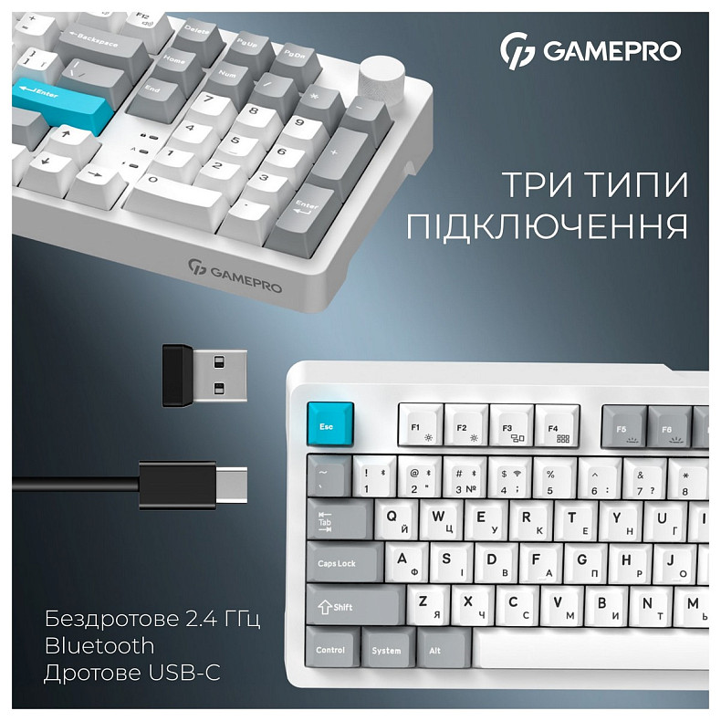 Клавиатура GamePro Asgard Drakkar Keychron Super Red Switch White (MK305WH)