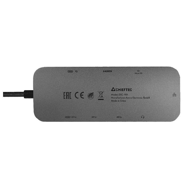 Док-станція USB3.2 Type-C --> HDMI/USB 3.2x2/RJ45/USB-C/SD/TF/PD 80W/Audio 9-in-1 DSC-901 CHIEFTEC