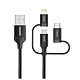 Кабель Choetech USB - Lightning + microUSB + USB-C, 1.2м (IP0030-BK)