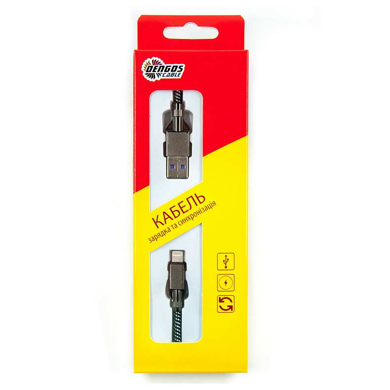 Кабель Dengos USB-Lightning 4A 1м Black (NTK-L-KPR-USB3-BLACK)