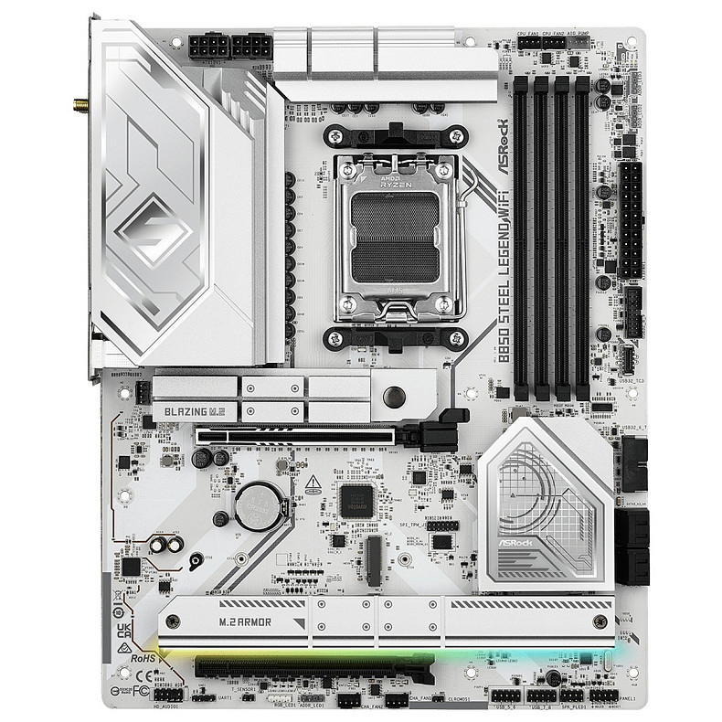Материнская плата ASRock B850 Steel Legend WiFi (AM5/B850, 4*DDR5, 2xPCIex16, HDMI, 4xSATA, 4xM.2, 2.5GLan, ATX)