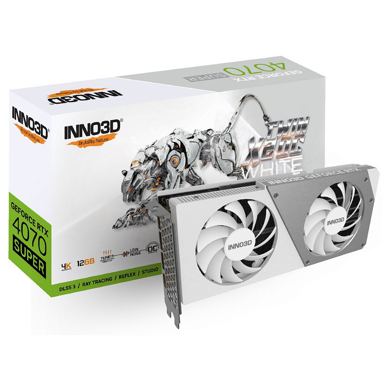 Відеокарта GeForce RTX4070 Super Inno3D TWIN X2 OC WHITE, 12GB GDDR6X, 192bit, PCI Express