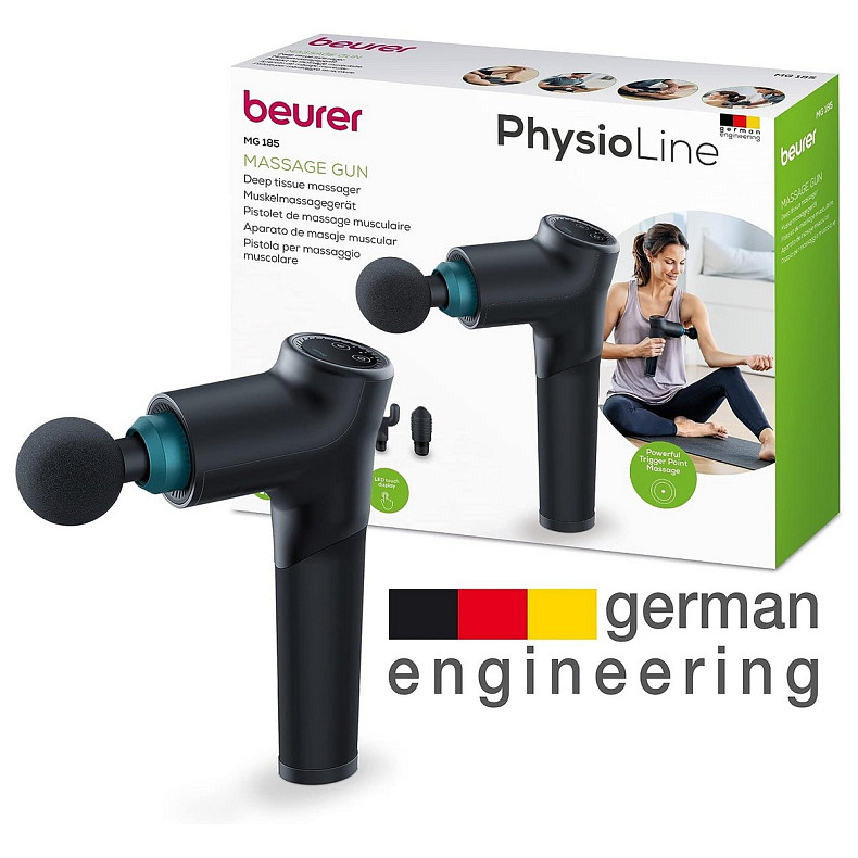 Масажер Beurer для тіла, літій- іонний акум., фасціальний, 5 насадок, чорний