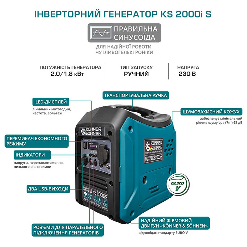 Інвертерний генератор Konner&Sohnen 1.8KW 230V KS 2000I S