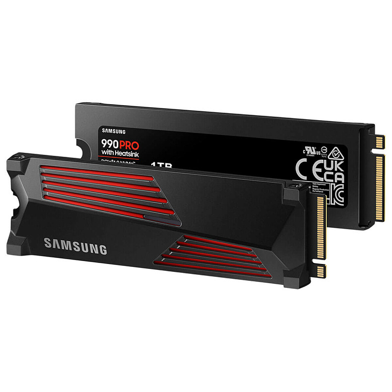 Накопитель SSD 1ТБ Samsung 990 Pro with Heatsink M.2 2280 PCIe 4.0 x4 NVMe V-NAND MLC (MZ-V9P1T0CW)