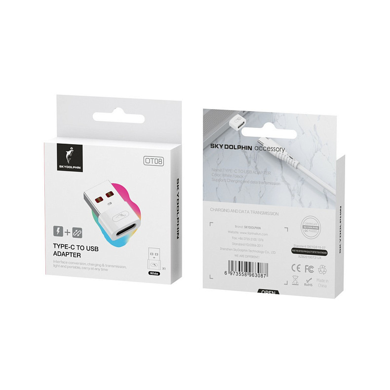 Переходник SkyDolphin OT08 Mini USB Type-C - USB (F/M), white (ADPT-00032)