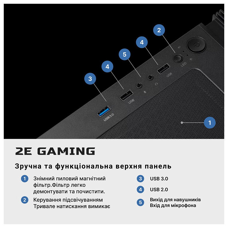 Комп'ютер 2E Complex Gaming Intel i5-12400F, 16Gb, F512GB+F1TB, NVD3050-8, B660, G3301