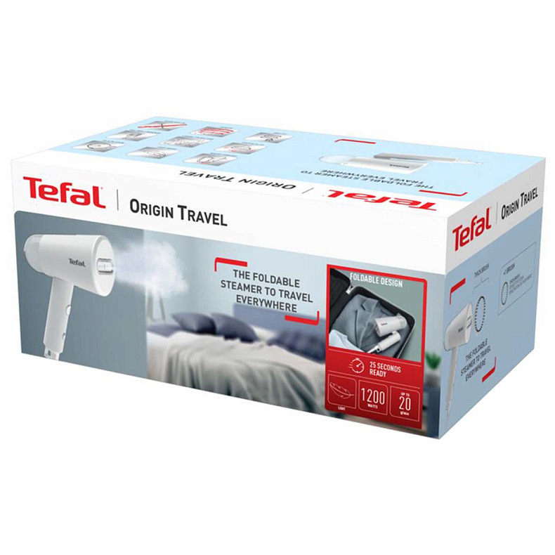 Отпариватель Tefal компактный, 1200Вт, 70мл, постоянный пар - 20гр, пластик подошв., белый