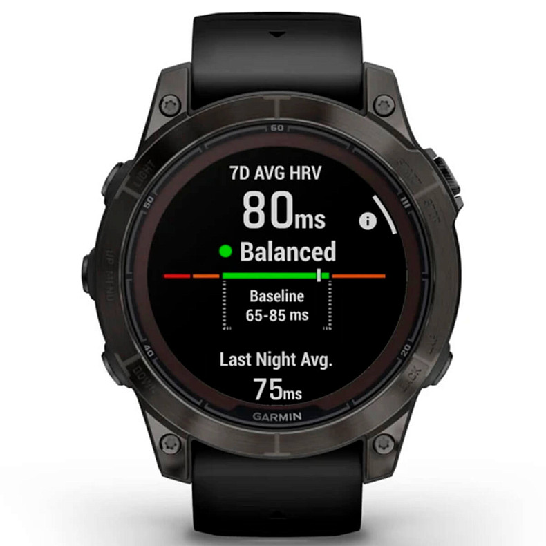 Спортивний годинник GARMIN Fenix 7 Pro Sapphire Solar Carbon Gray DLC Titanium with Black Silicone