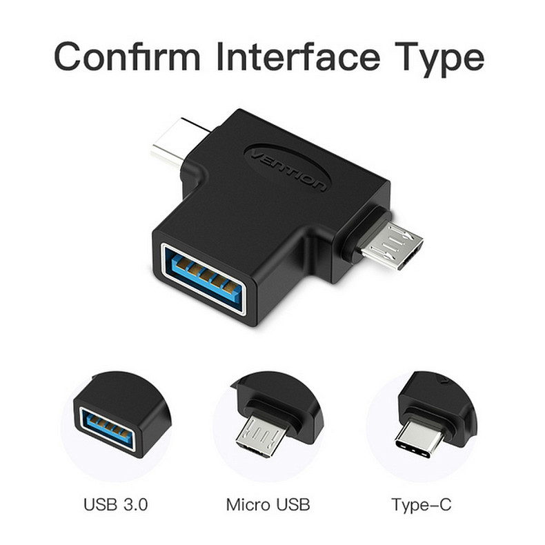 Адаптер Vention USB 3.1 Type-C/USB 3.0 OTG AF/microUSB BM (CDIB0)