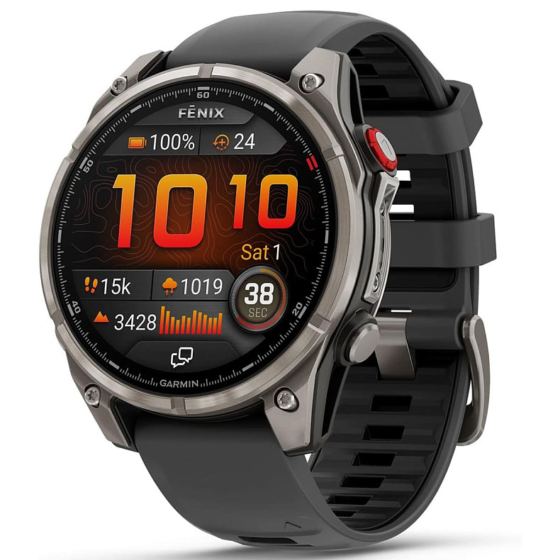 Спортивний годинник GARMIN Fenix ??8 Pro 47 mm AMOLED Sapphire Titanium with Graphite/Black Silicone Band (010-03198-10)