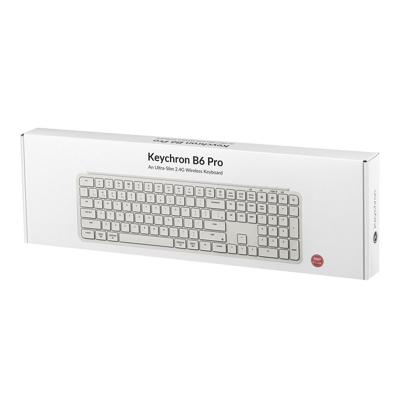 Клавиатура мембрана Keychron B6 Pro, USB/WL/BT, ivory white