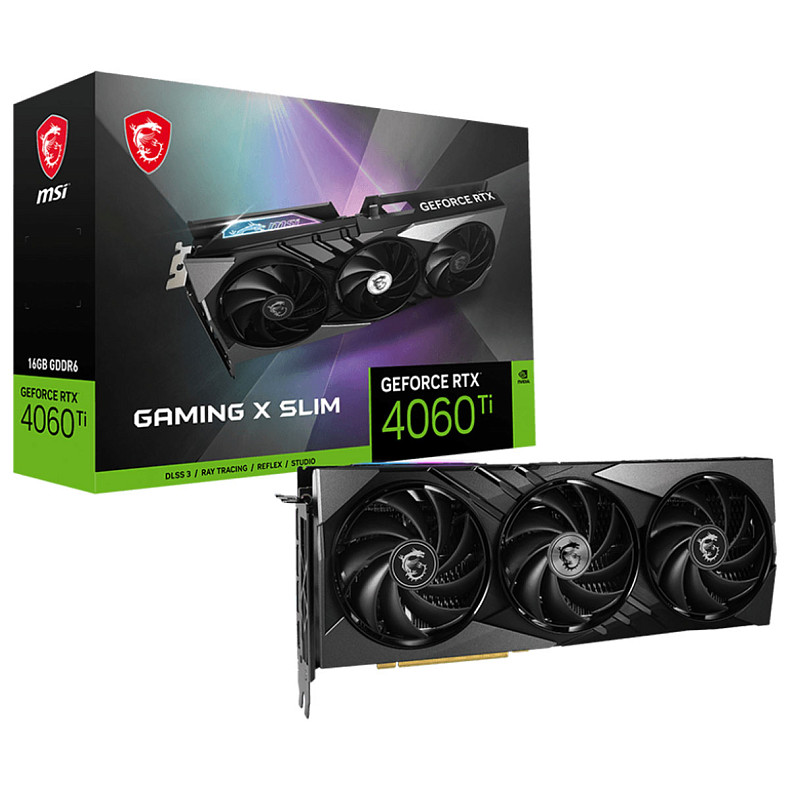 Відеокарта GF RTX 4060 Ti 16G GDDR6 Gaming X Slim MSI (GeForce RTX 4060 Ti GAMING X SLIM 16G)