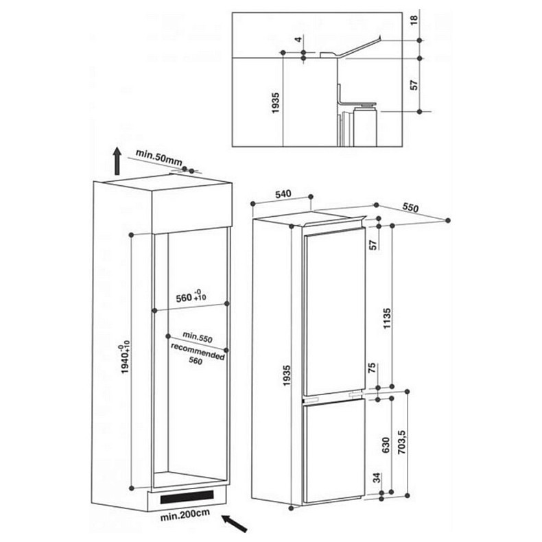 Встраиваемый холодильник Whirlpool ART 9610/A+