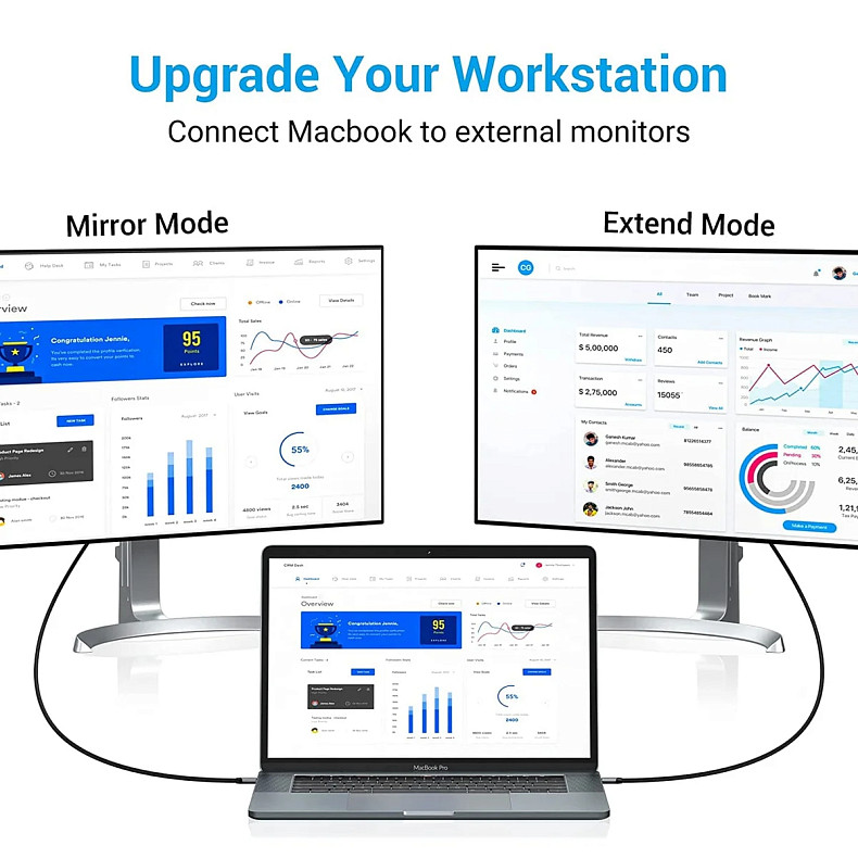 Кабель Vention USB 3.1 Type-C M - HDMI M, 2.0m v.2.0 4K 60Hz Aluminum Alloy Type чорний