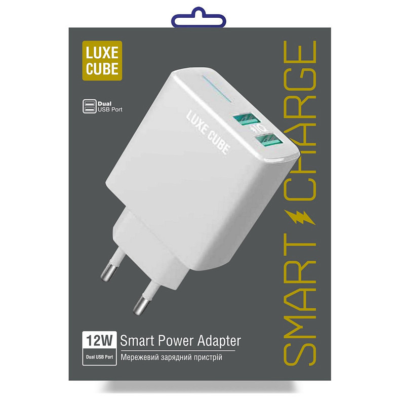 Зарядний пристрій Luxe Cube 2USB 12W Smart White (4826986900792)
