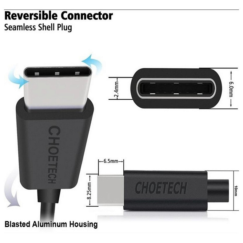 Кабель Choetech USB - USB-C, 2м (AC0003)