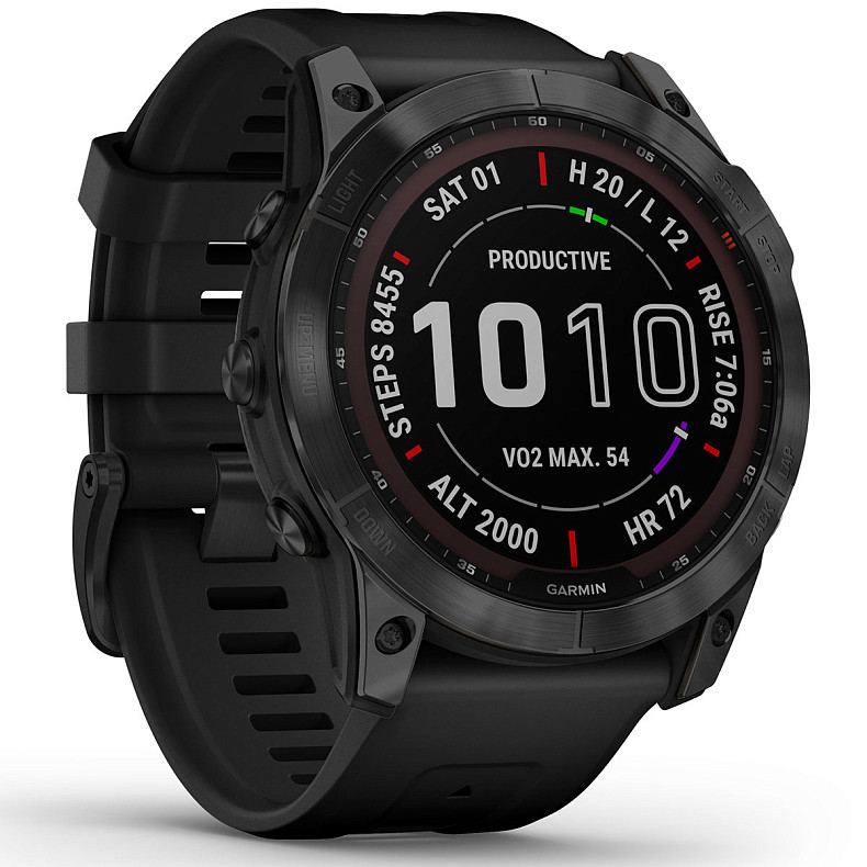 Спортивные часы Garmin Fenix 7X Sapphire Solar Carbon Gray DLC Titanium with Black Band