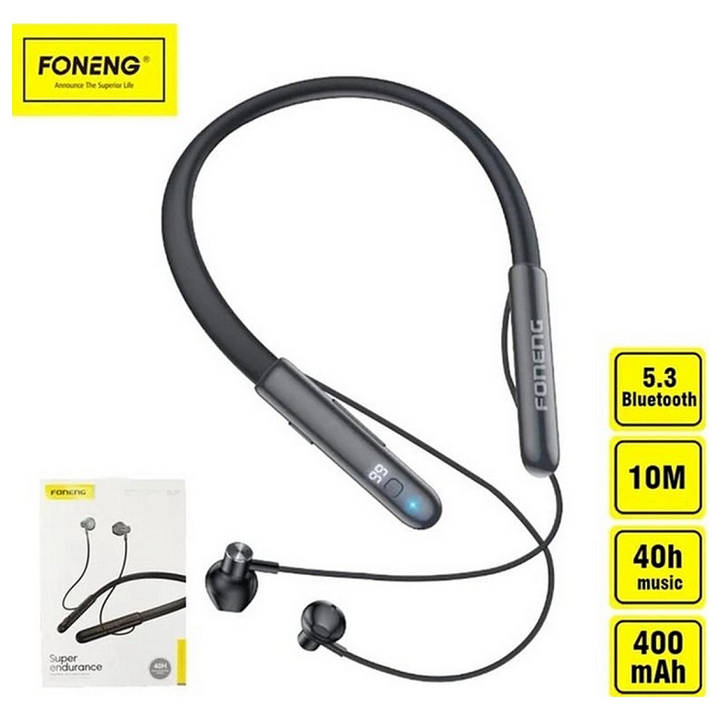 Bluetooth-гарнітура Foneng BL37 Digital Display Neckband Bluetooth Earphone (BL37-BE-DDN)