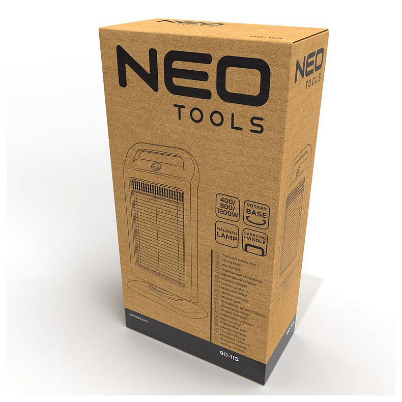 Обігрівач інфрачервоний Neo Tools, 1200Вт, галогенний нагрів. елемент, чорний