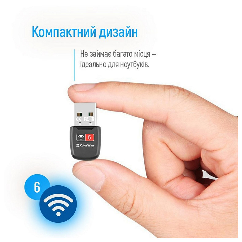 Беспроводной адаптер ColorWay Wi-Fi 6 (CW-AD-W1)