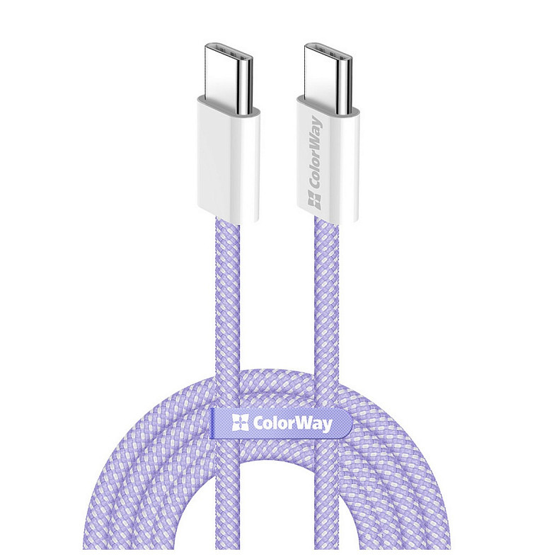 Кабель ColorWay USB Type-C + USB Type-C (M/M), 3.0 А, 1 м, Purple (CW-CBPDCC061-PU)