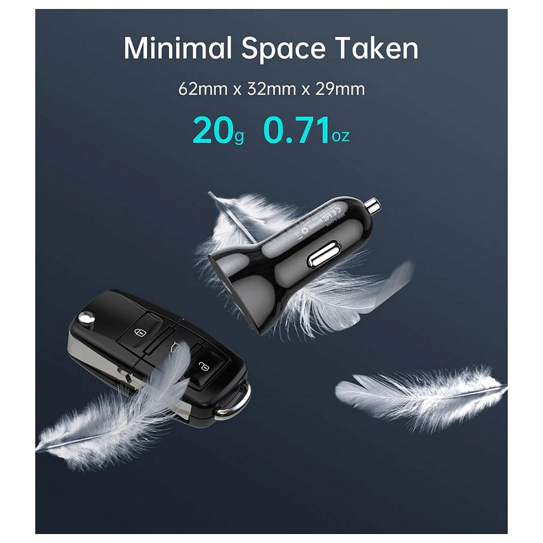 Автозарядка 2xUSB 40W (2xUSB-C) PD3.0 20W черная Choetech