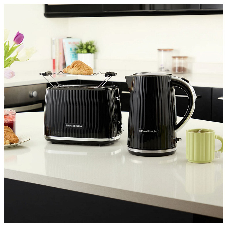 Тостер Russell Hobbs Eden 800Вт, пластик, подогрев, разморозка, черный