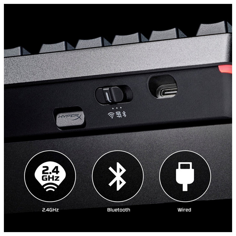 Клавиатура HyperX Alloy Rise 75key, Red, USB-A/WL/BT, EN/RU, RGB, черный