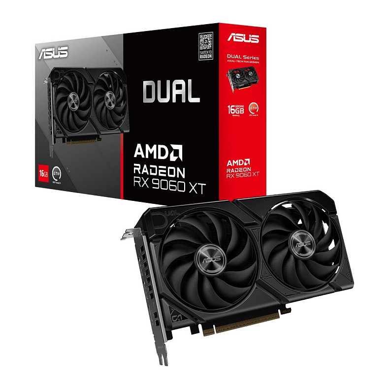 Вiдеокарта ASUS Radeon RX 9060 XT 16GB GDDR6 OC DUAL-RX9060XT-16G