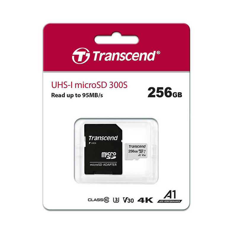 Карта памяти Transcend  256GB microSDXC C10 UHS-I R95/W45MB/s + SD адаптер