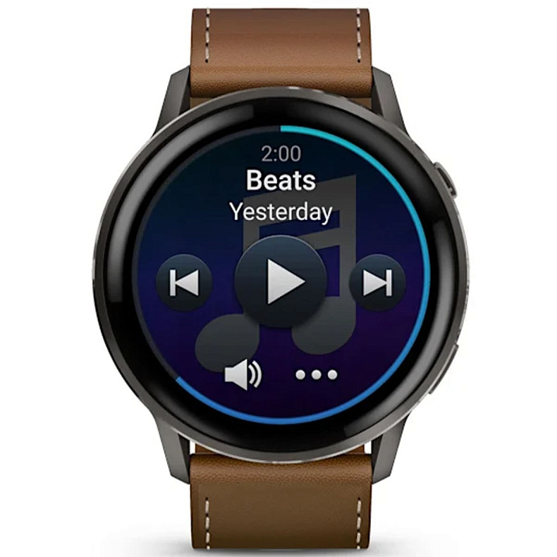 Смарт-годинник GARMIN Venu 4 45 mm Slate with Black Silicone Band and Brown Leather Band (010-03014-03)