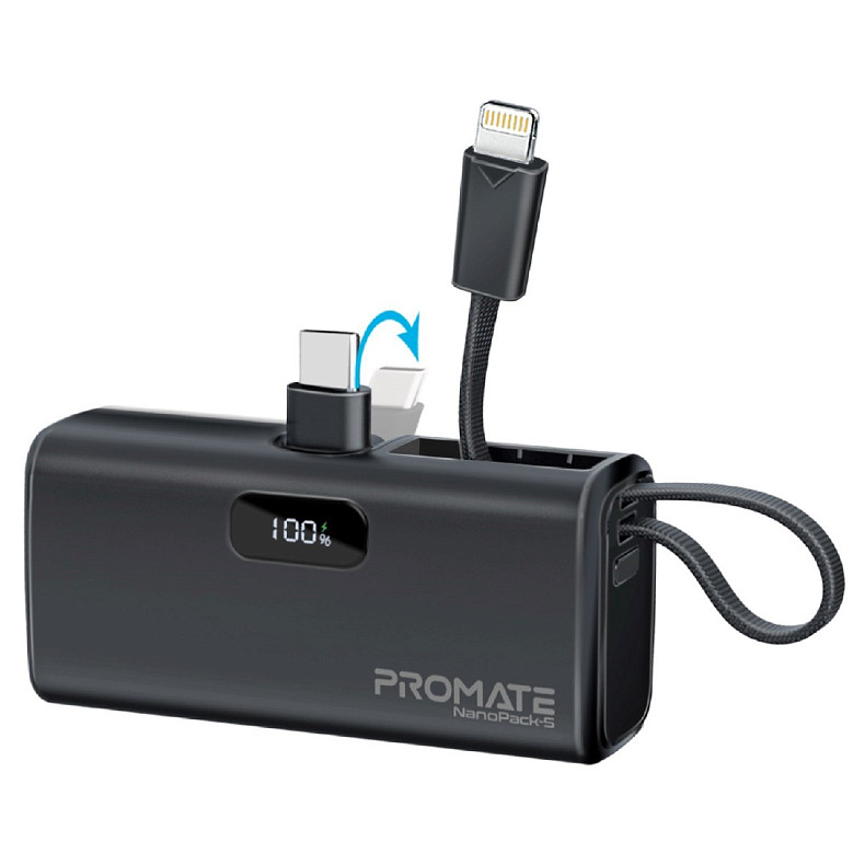 Универсальная мобильная батарея Promate Nanopack-5 5000mAh 20W Black (nanopack-5.black)