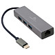 USB-хаб USB-С на Gigabit Ethernet, 3 Ports USB 3.1 Gen1 (5 Gbps), 1000 Mbps, метал, сірий