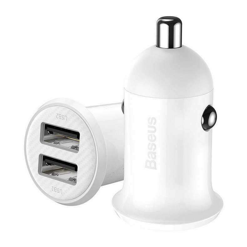 Автомобільний зарядний пристрій Baseus Grain Pro 4.8A 2USB White (CCALLP-02)