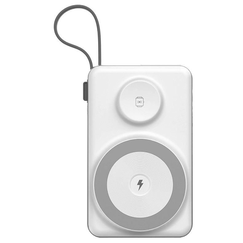 УМБ Choetech Magnetic Wireless 10000mAh 15W PD, QC3.0 USB-A+2USB-C 3in1charg, with build-incable White