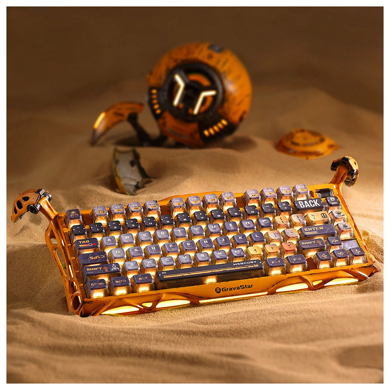Клавиатура механическая GravaStar Mercury K1 Pro 80keys, GravaStar x Kailh Speedy Mint, BT/WL/USB, желтый