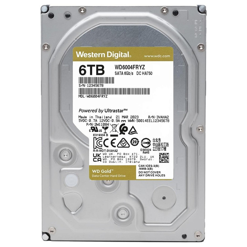 Жесткий диск WD 6TB 3.5" 7200 256MB SATA Gold