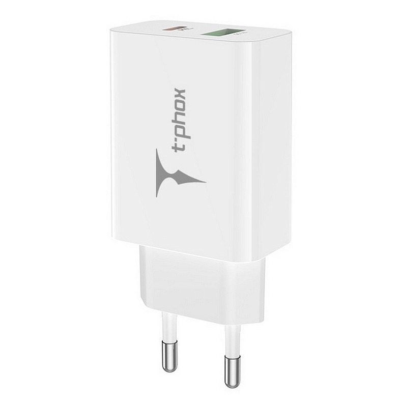 Сетевое зарядное устройство T-PHOX Speedy 20W 2Ports Type-C+USB Charger (Белая)