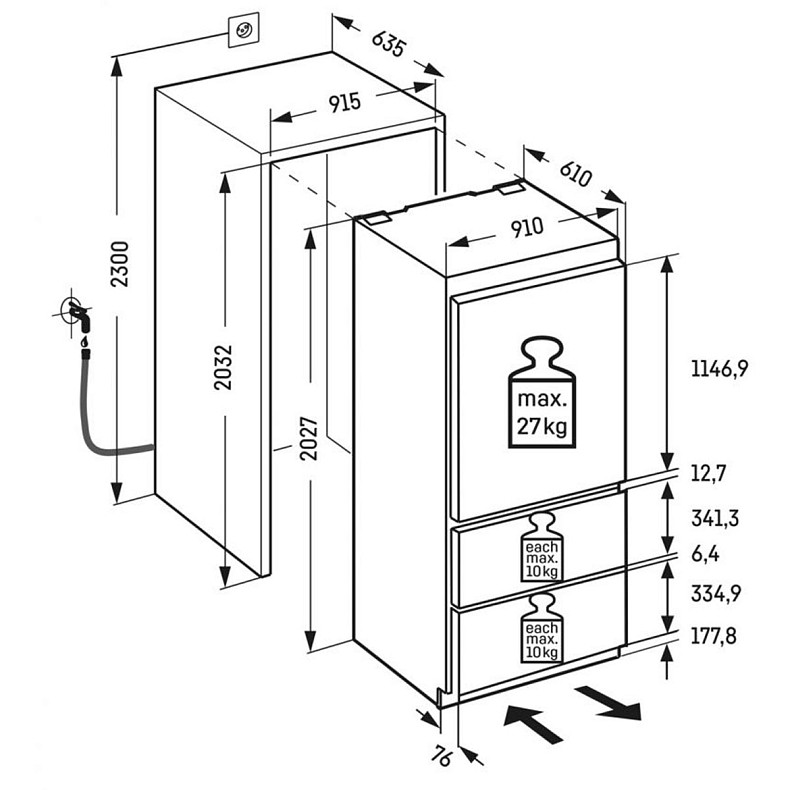 Вбудований двокамерний холодильник Liebherr ECBNe 8870