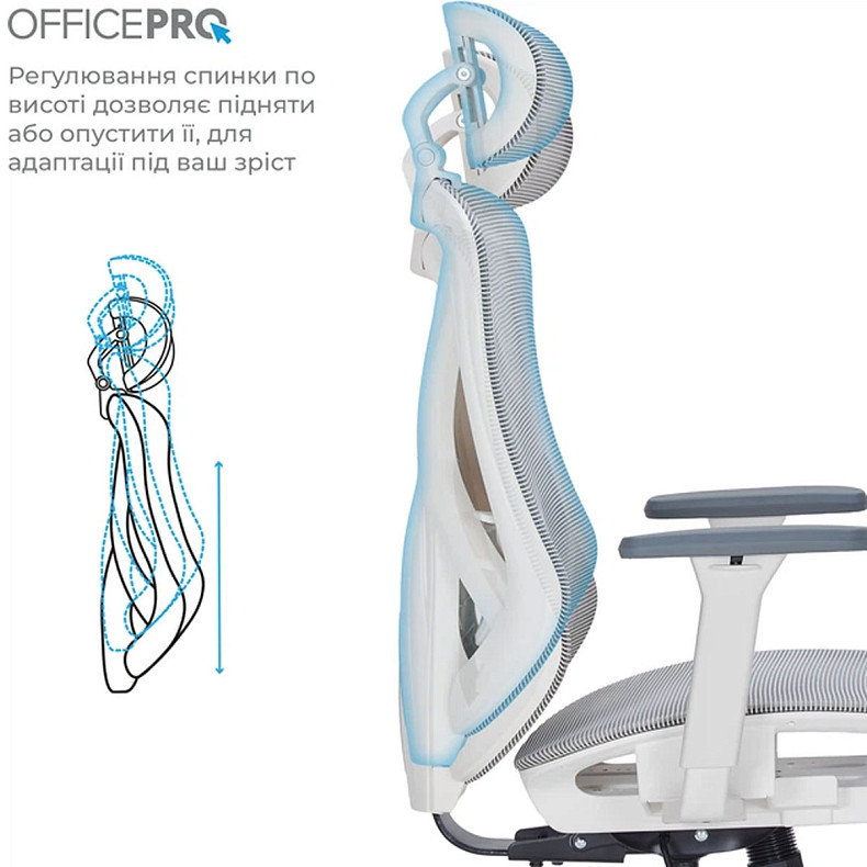Крісло офісне Officepro Atlas OC630-W-LG-LG