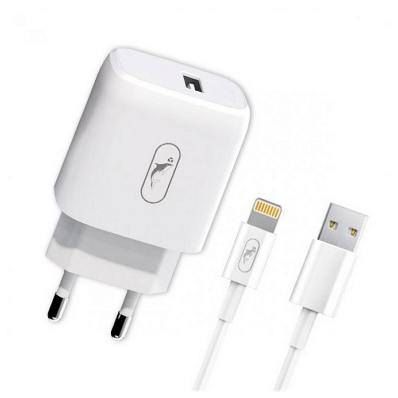 Зарядное устройство SkyDolphin SC22EL (1USB, 2.1A) White (MZP-000158) + кабель Lightning