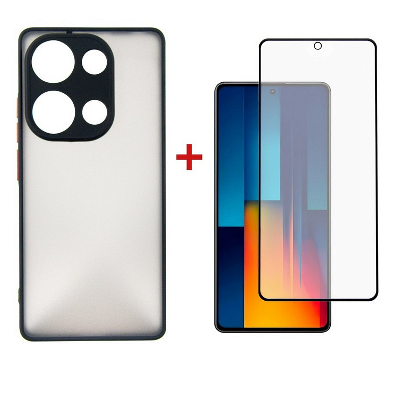 Чохол-накладка Dengos для Poco M6 Pro Black (DG-KM-111) + захисне скло