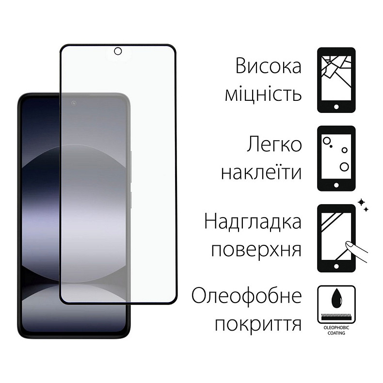 Защитное стекло Dengos для Xiaomi Redmi Note 14S Black Full Glue (TGFG-392)